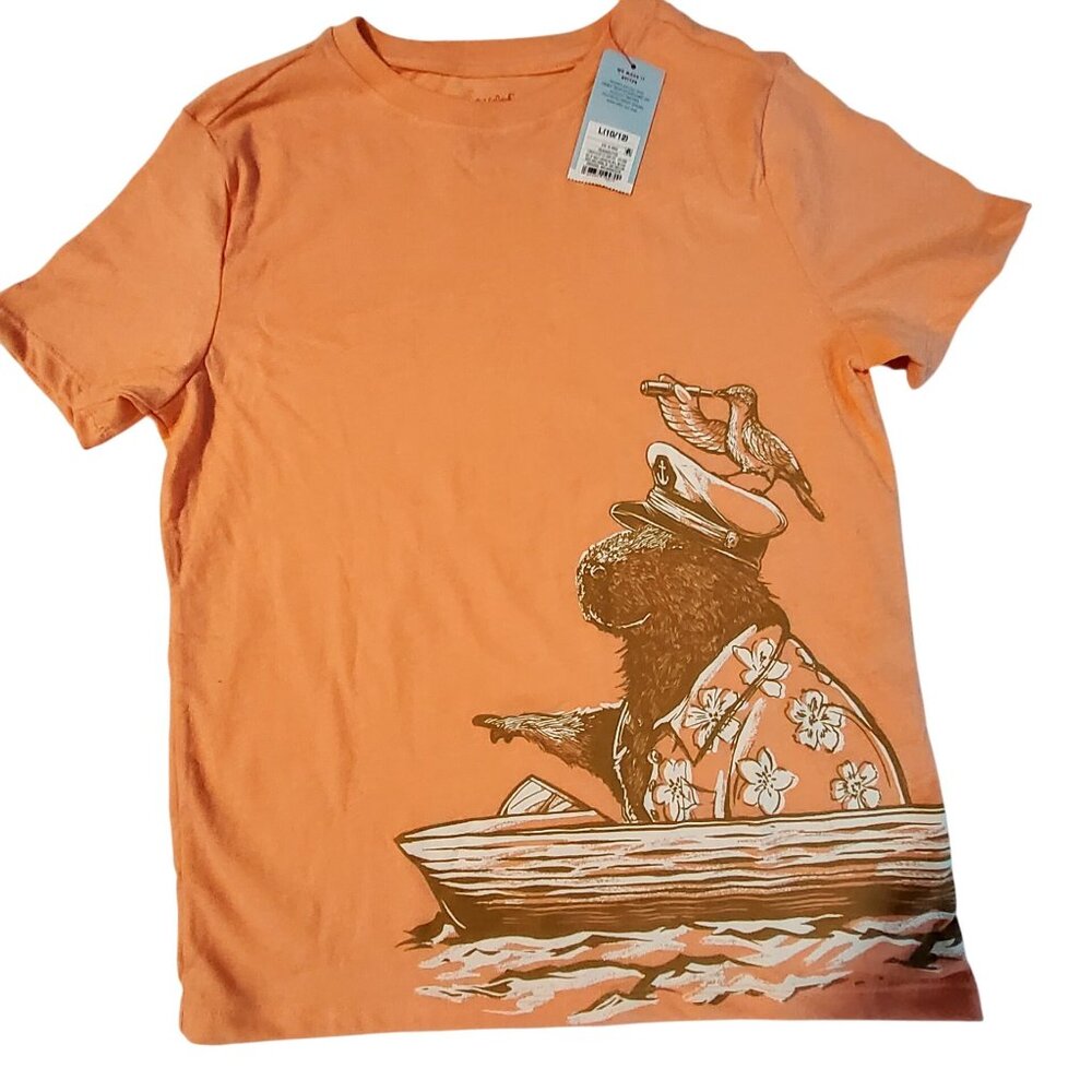 Cat & Jack Orange Graphic T-Shirt L(10/12) Cotton Crewneck design  classic fit